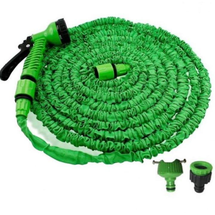 Furtun de Gradina Extensibil cu Pistol Multifunctional pentru Udat Lungime 30m Verde