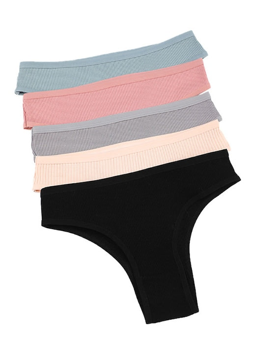 OEM - Set chiloti tanga dama lenjerie din bumbac Multicolor