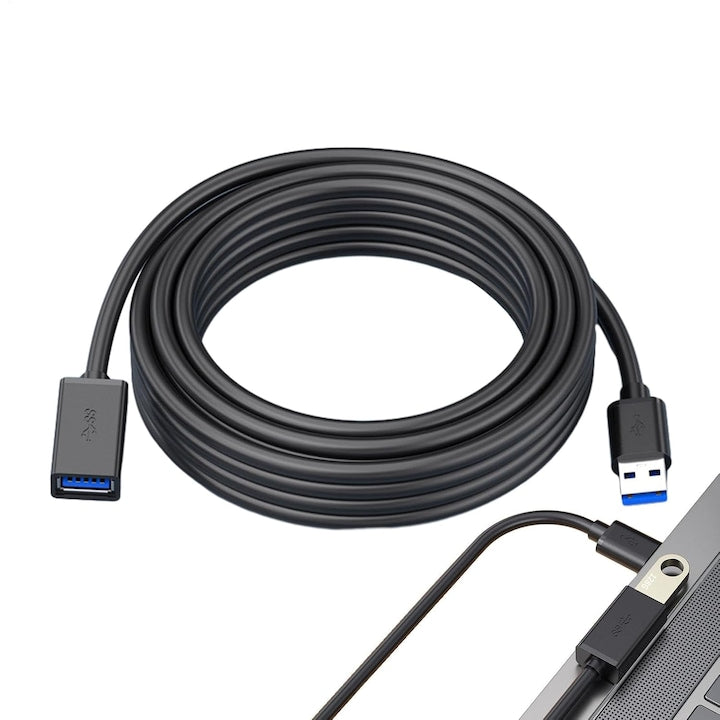 Cablu prelungitor Prelungitor USB 3.0 Gen1 USB tata la USB mama de extensie 5M 5 Gb/s Compatibil hard disk Placat cu aur OUYLAF Negru