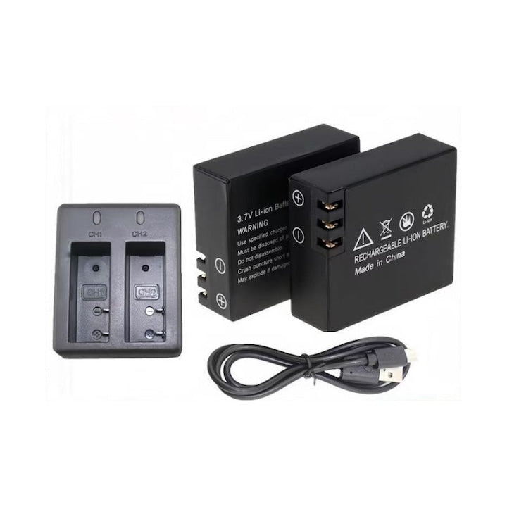 Baterie pentru camera sport Set2 x baterii 1Tech baterie litiu-ion baterie universala 900mAh 3 33Wh negru