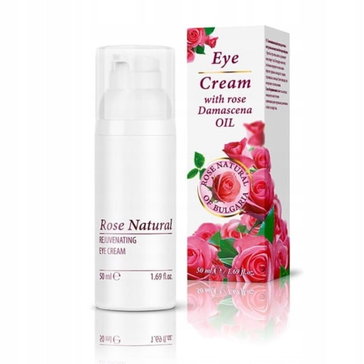 Crema de fata antirid pentru ochi cu ulei de trandafir damascena 50ml hidratare intensa reducerea cearcanelor