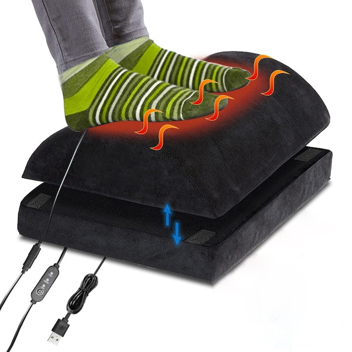 Suport Ergonomic Premium pentru Picioare SANSES 2 Pozitii de Inaltime Multifunctional Inaltime Reglabila Usor de Curatat Antiderapante Respirabile Buzunar de Incalzire al Picioarelor Spuma cu Memorie Negru