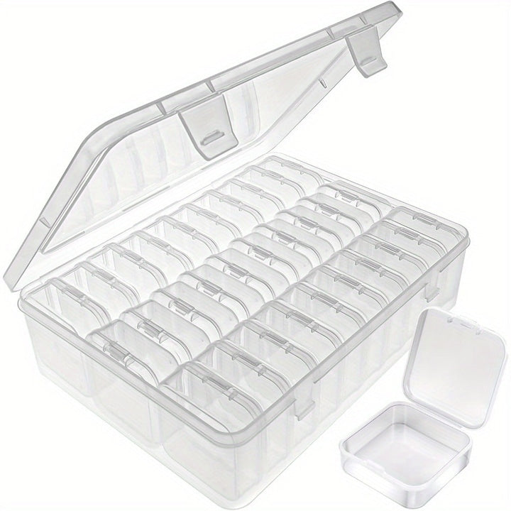 Organizator din plastic transparent PP 30 de cutii de depozitare bijuterii transparent rezistent la praf depozitare piese margele cu inchidere prin clips 5.5x5.5x2 cm
