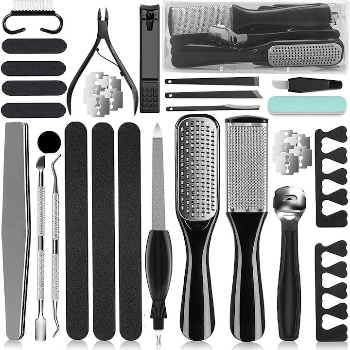 Trusa manichiura si pedichiura 36 in 1 Rqiurpn instrumente profesionale design ergonomic cutie de plastic pentru acasa si salon