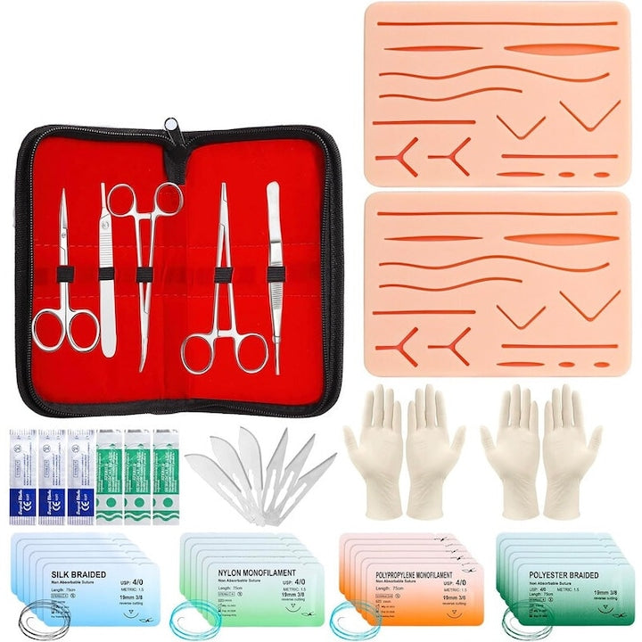 Suture Practice Kit, 39 Pieces, Silicone Suture Pad, Portable, for Medical Students