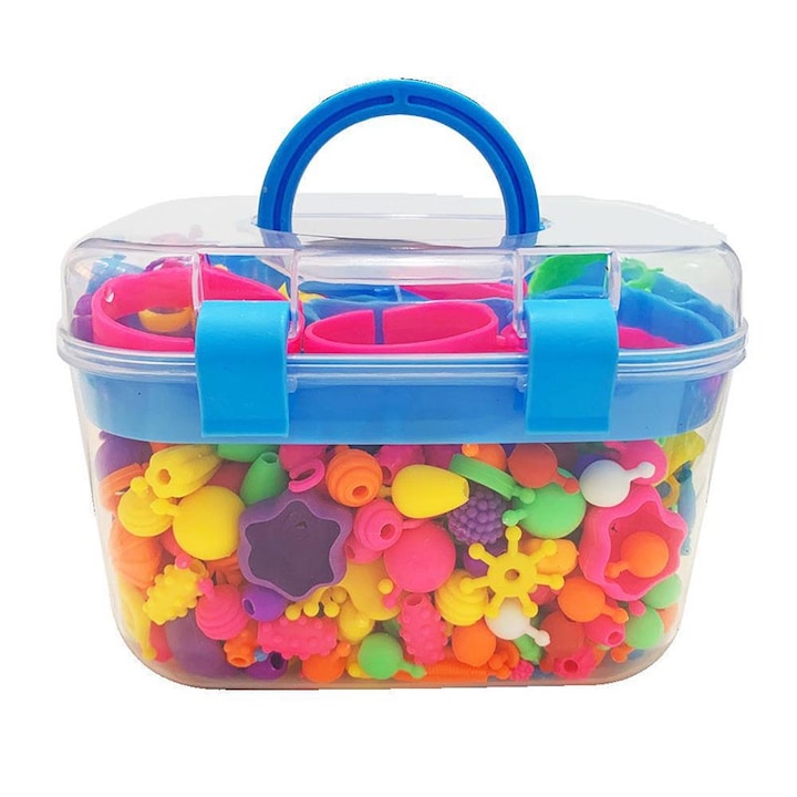 Set de creatie margele Bijuterii Bratari Coliere Inele DIY Jucarii pentru fete 3+ani 520 pcs Multicolor