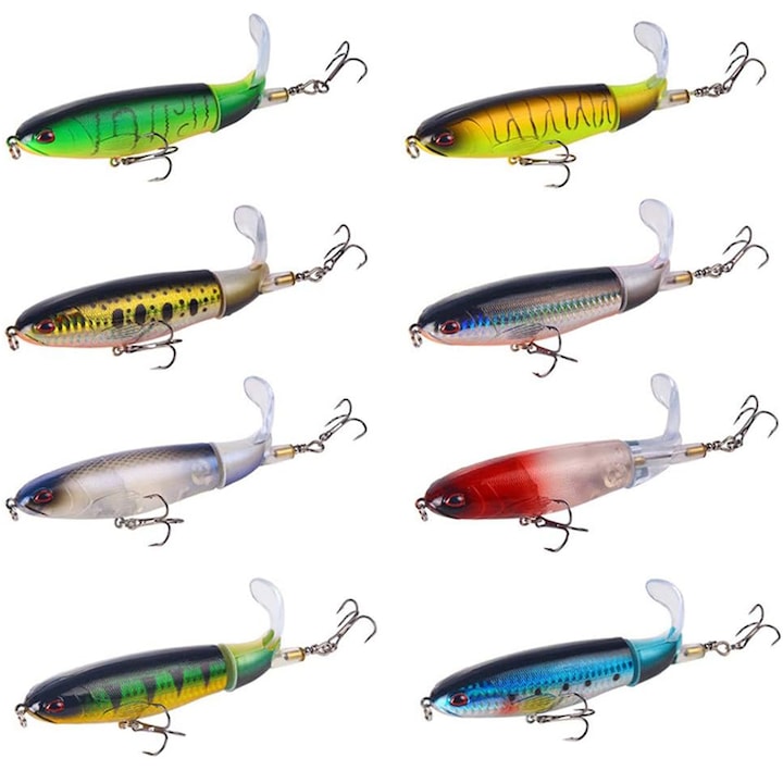 Set 8 voblere coada rotativa pescuit la stiuca clean salau floating plutitor 10cm 13g Multicolor