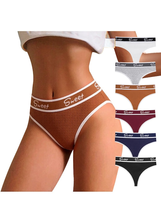 GZUO - Chiloti de dama set 6 bucati bumbac pur tanga talie surubate cu pentru sport si fitness confortabili si fara cusaturi senzuali chiloti clasici Multicolor 12 rate cu 0% dobândă