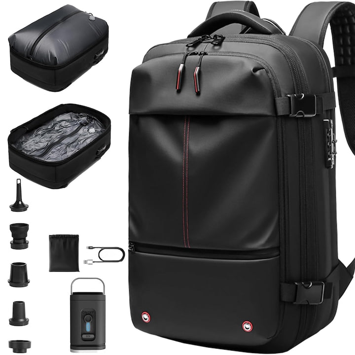 Rucsac vidabil pentru calatorii PsAyl capacitate extensibila 60L impermeabil anti-furt 49x32x20 cm cu pompa negru