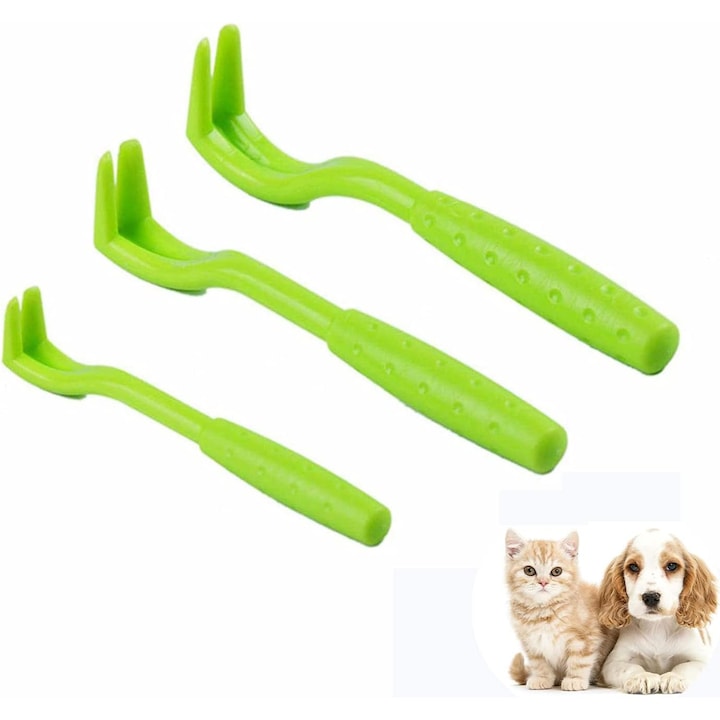 Set de 3 piese pentru indepartarea capuselor penseta din plastic pentru capusi instrument eficient de indepartare a capuselor pentru caini si pisici