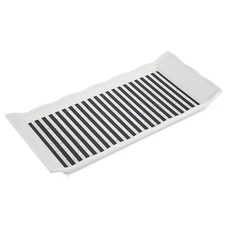 Tava De Servire Orion 295x13x3 cm Fabricata Din Material Plastic Suprafata Antiderapanta Usor De Curatat Solida Si Durabila Alb-Negru
