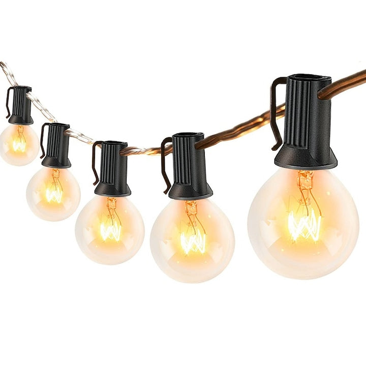 Ghirlanda luminoasa decorativa exterior 10 becuri+1 becuri rezerva Rezistent la apa interconectabila 3 metru OUYLAF lumina calda