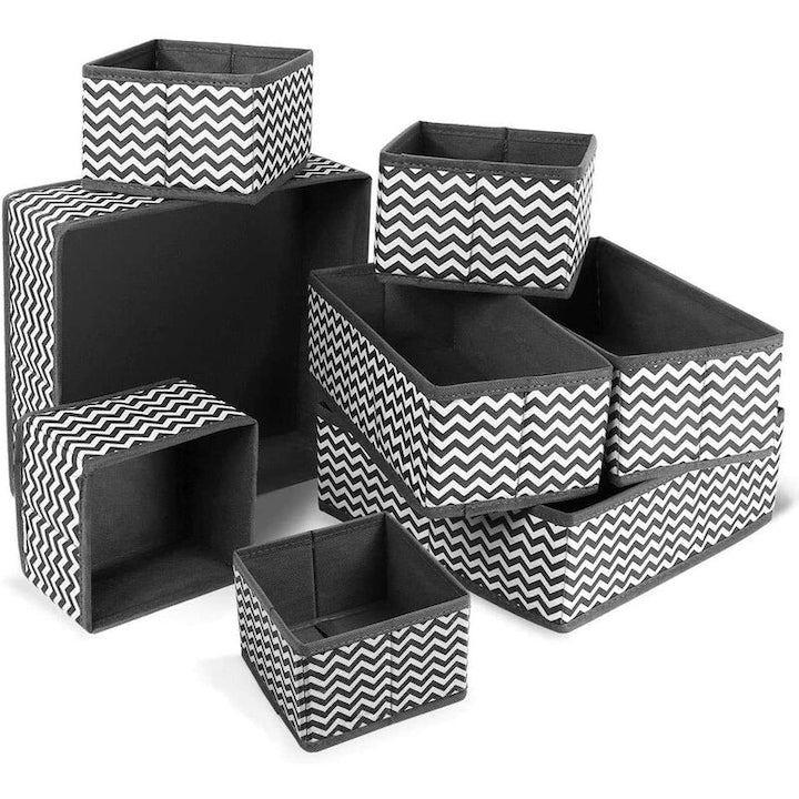 Set 8 cutii depozitare WALALLA Textil Alb/Negru
