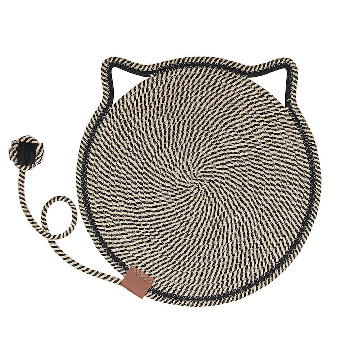 Cat mat scratcher made of natural cotton rope, black, 50x50cm