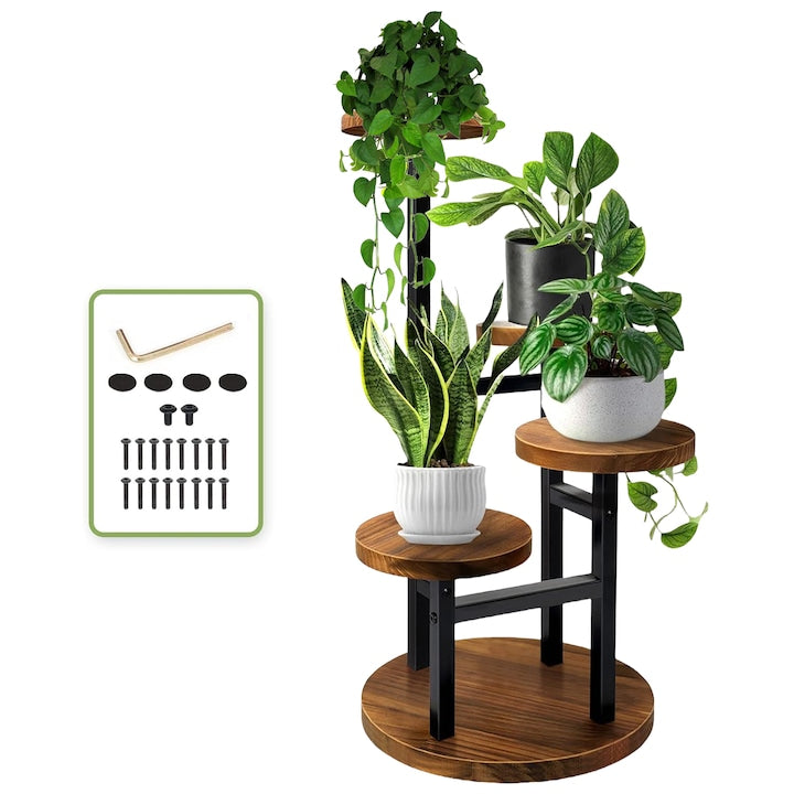 Suport pentru plante Wacorresi Stand De Flori 5 Etajere 4 Niveluri 53x32cm Stabila si Rezistenta pentru Interior si Exterior cadru metalic robust Metal pentru interior Teresa Living Gradina maro