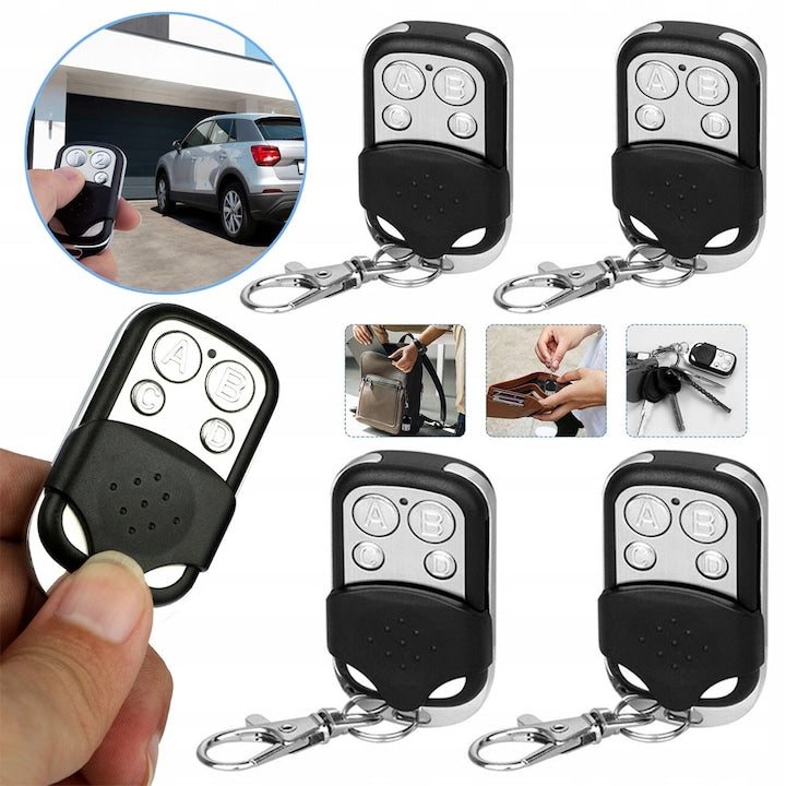 4 Remote Control Key Fobs, Universal Plastic Garage Gate Remote Controls, 433 MHz