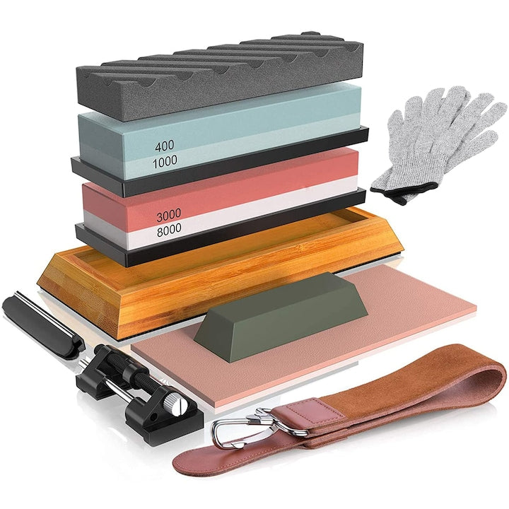 Set pietre de ascutit WALALLA Granulatie 400/1000 / 3000/8000 Maro multicolor