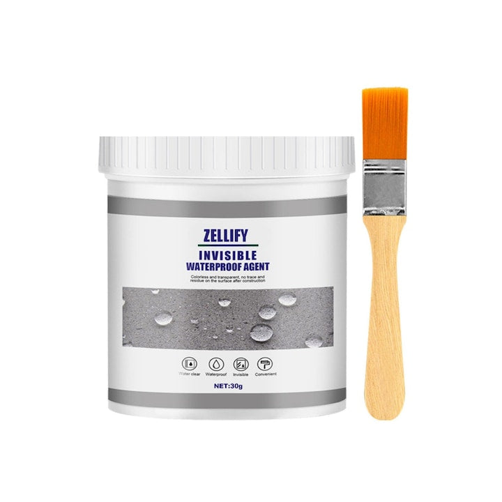 Adeziv Impermeabil Transparent pentru Etansare Etansant Izolator Rezistent la Apa Agent Hidroizolator pentru Multiple Suprafete Adeziv Uscare Rapida si Uniforma Sigiliu Anti-Scurgeri Invizibil Impermeabil si Universal Pensula Inclusa ZELLIFY 30g