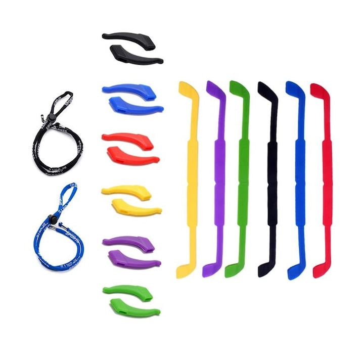 Set 14 curele pentru ochelari Nybgyy multicolor 21.5cm silicon elastic