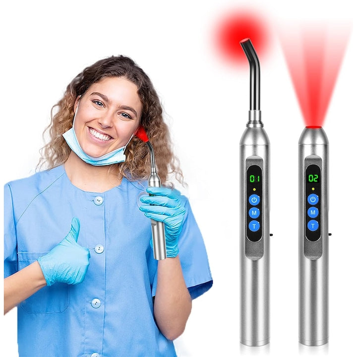 Aparat de terapie cu lumina rosie WALALLA 2 in 1 lungime de unda 660nm-850nm 3 moduri de lumina rosie 3 selectii de stare temporala dispozitiv de infrumusetare pentru herpes labial ameliorarea durerilor musculare 2000mah gri