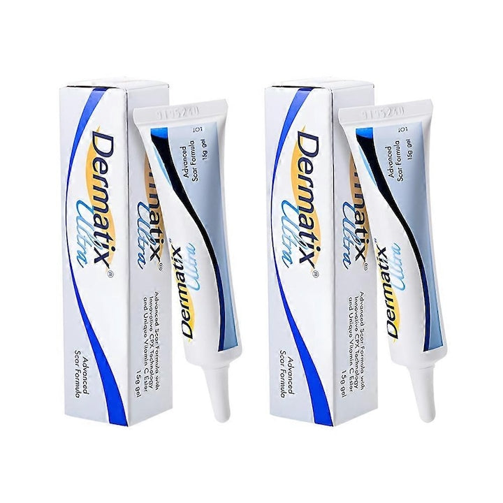 Crema de reparare pentru cicatrici Dermatix 15g tratament pentru acnee si vergeturi culoare alba set 2 buc.