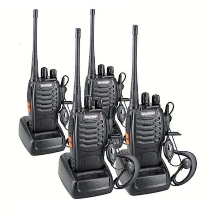 Set 4 statii radio portabile emisie receptie PROGRAMATE in banda de licenta libera Walkie Talkie Baofeng BF-888s