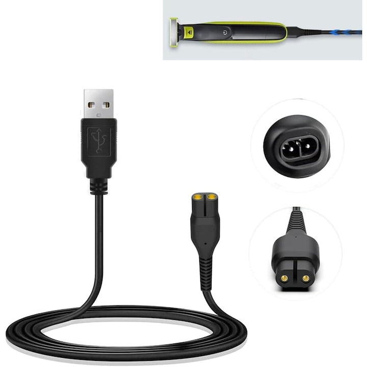 Cablu de incarcare USB pentru aparat de ras Philips OneBlade A00390 1 2m Negru