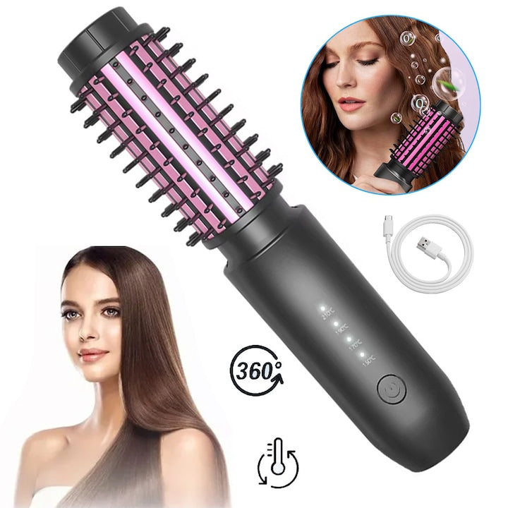 CHOOOLY 2-in-1 Thermal Brush, 4 Temperature Settings, Black, Size 205x44.5mm
