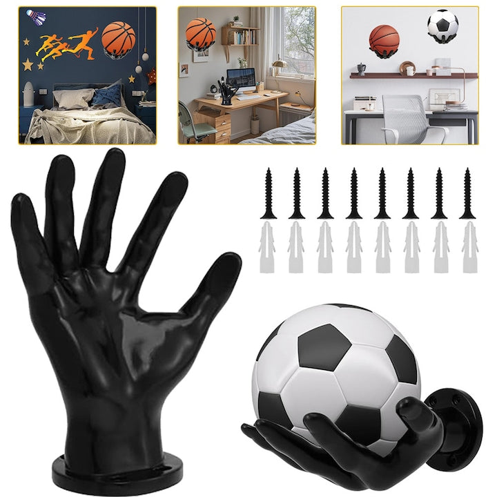 Set 2 Suporturi pentru Depozitarea Mingilor CHOOLY Negru 15x9x21.5cm