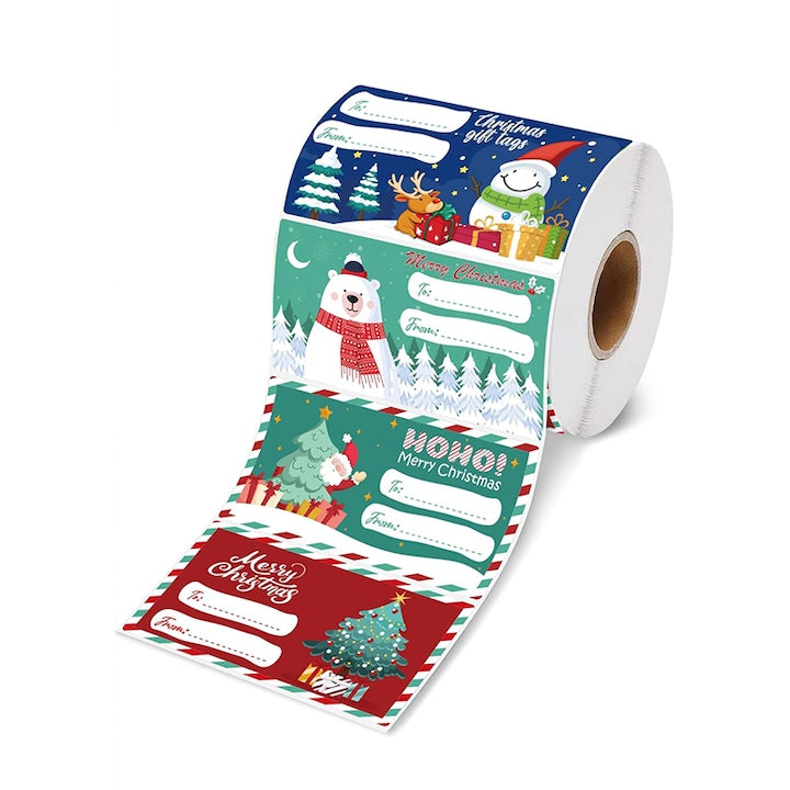 Set 500 etichete autoadezive de Craciun Rqiurpn Usor de lipit multicolor