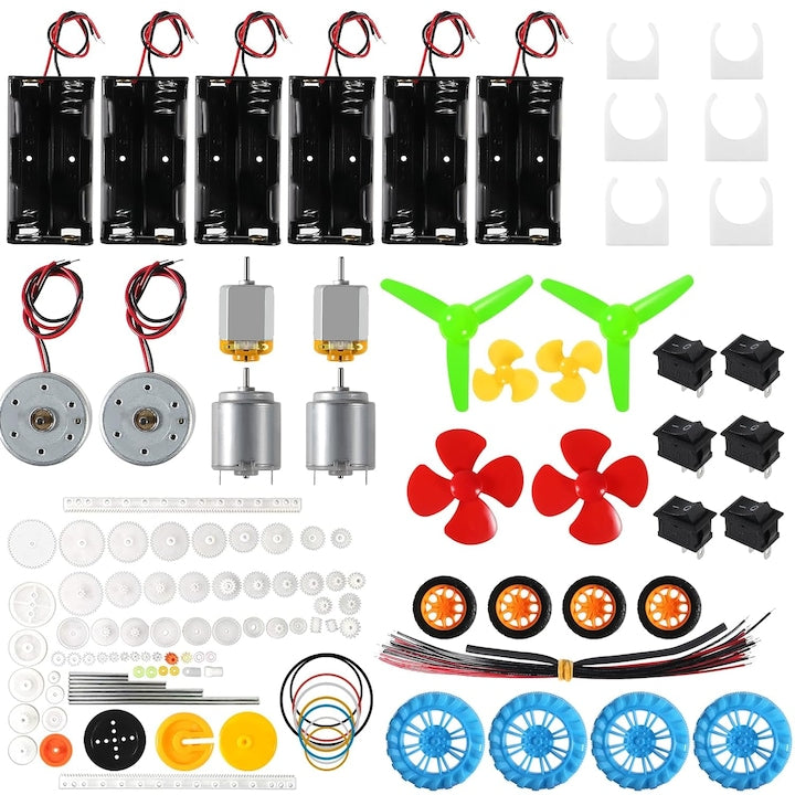 Set 6 Motor DC SANSES 1.5-3 V 15000 rpm Roti Dintate Elice Roti Intrerupatoare Suport pentru Baterie Tub Termocontractabil Cablu pentru Proiecte Experimente Jucarii