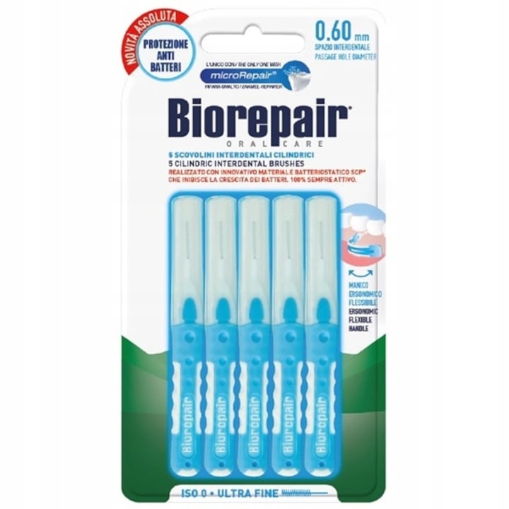 Biorepair Interdental Brushes periute interdentare Ultrafine 0 60 mm 5 pcs