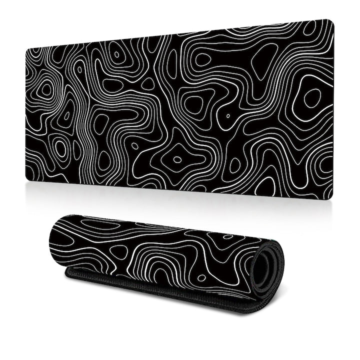 Gaming Mousepad Fantasy extra-large 800x300mm black and white natural rubber base reinforced edges