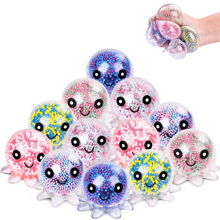 Squishy Anti-Stress Toys - a set of 6 octopus-shaped, transformable, and squeezable sensory toys suitable for children and adults to relieve tension and anxiety, and a creative gift.