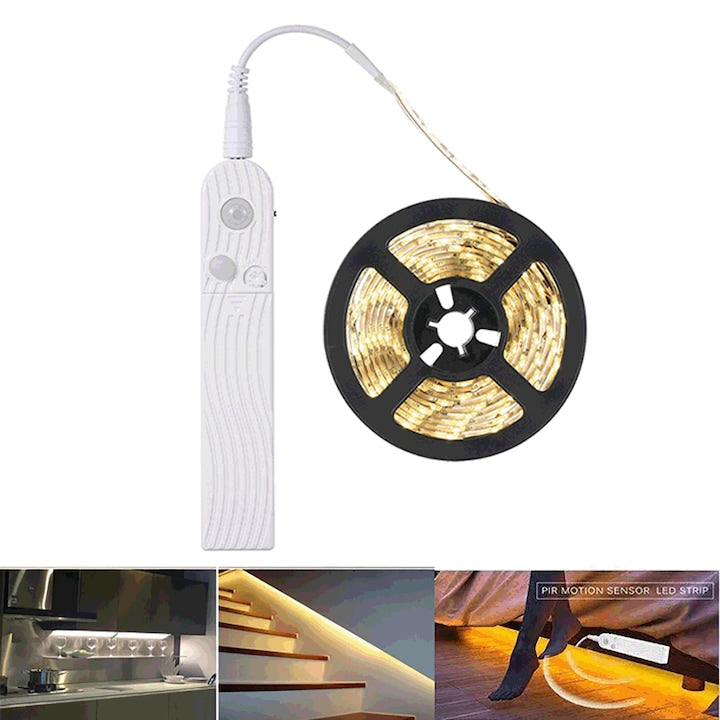 LED-uri cu senzor de miscare si cronometru ZOUN, 3 m alimentat cu baterie / USB rezistent la apa IP20 3 m lumina calda
