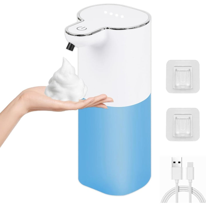 Dozator automat de sapun Wacorresi dozator automat de sapun spuma cu senzor de miscare,Fara contact si mai igienic dozare cu patru viteze reglabil la dorinta trei metode de dozare pentru utilizare flexibila nu ocupa spatiu 400ml 78X198X67mm Alb