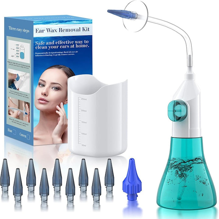 Curatator de urechi prosop mic*1 bila absorbanta din silicon*1 duza cu 1 orificiu*30 duza cu 5 orificii*1