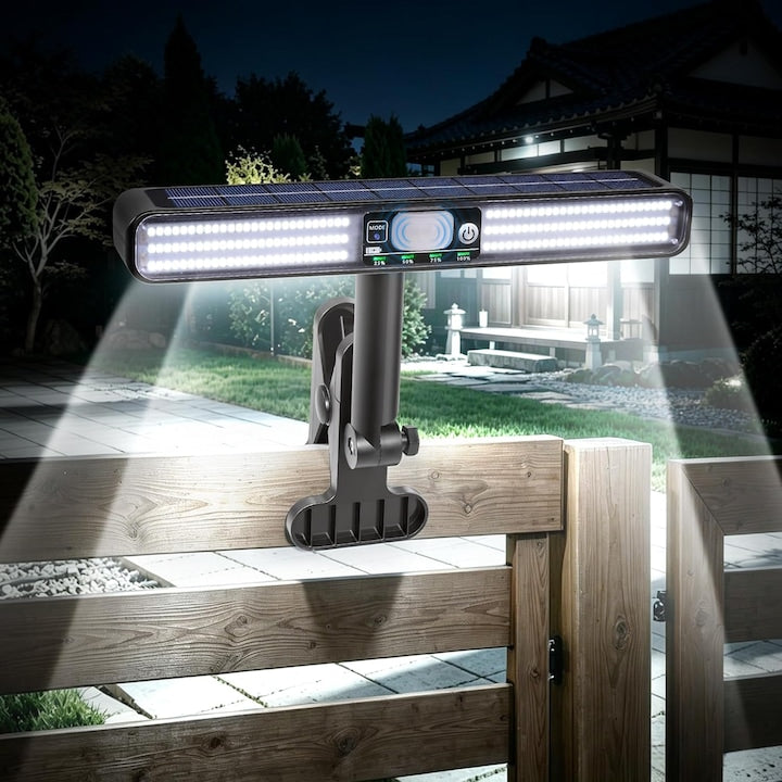 Lampa Stradala Solara Swejah 160 LEDs 1200LM Senzor Miscare Panou Solar IP65 6000K ABS Montare 3 in 1 (Clema / Carlig / Magnet) 5 Moduri Rotire Verticala 180° 1800mAh Lumina Rece Negru