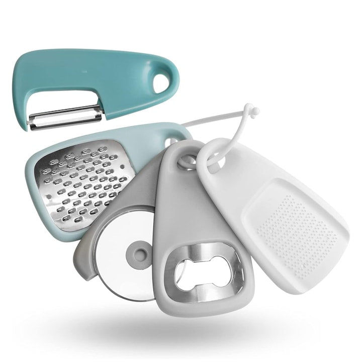 Razatoare multifunctionala 5 in 1 pentru legume si fructe 5 lame cu feliator curatator deschizator de sticle si cutit pizza YQLAFT Multicolor