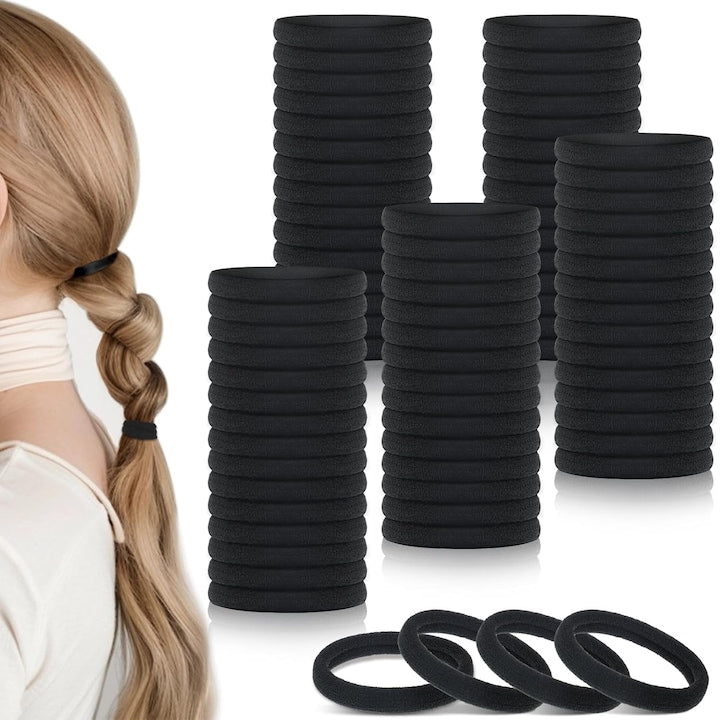 Inhwatek - Set elastice de material premium nu aluneca nu pierde elasticitatea nu rupe parul negru 100 bucati