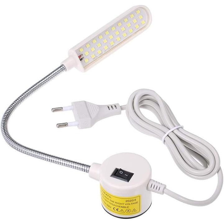 Lampa ergonomica cu 30 LED-uri prindere magnetica brat flexibil alb 6W 175x60x45mm