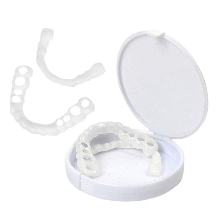 Proteze dentare temporare LXNZUHN® plastic reutilizabile set 2 bucati dimensiune 9.5x9.5x2cm Alb