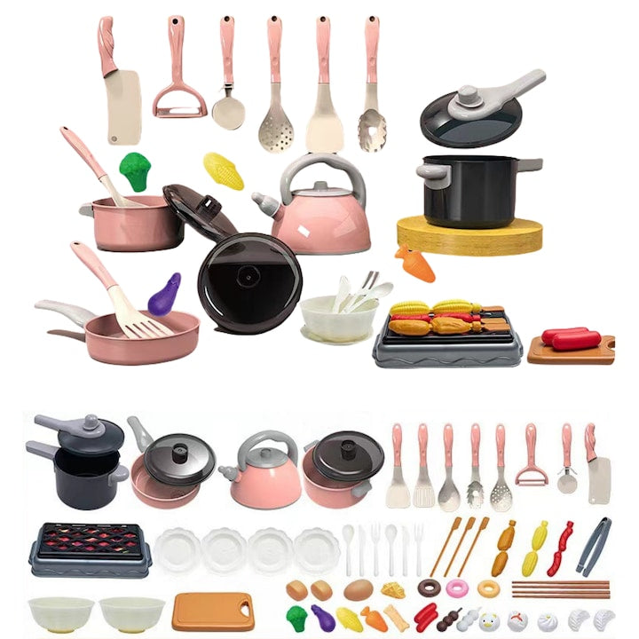 Multifunctional Kitchen for Kids, Fantasy, 61 Pieces, Cooking Simulation, Role-Playing, ABS, BPA Free, 3 years+, comes with Induction Cooktop, Chopping Board, Kettle, Frying Pan, Utensils, Cooking Accessories, Interactive Education, Stimulates Imagination