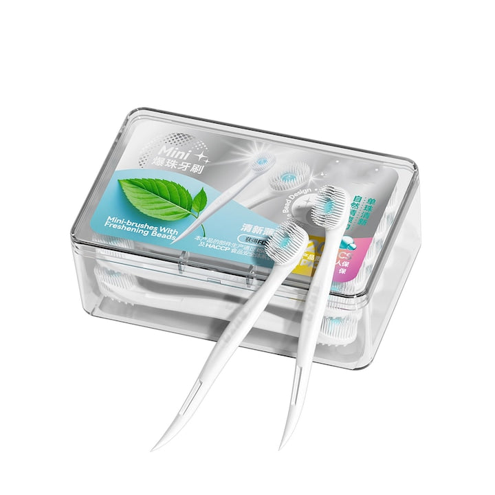 Set 20 periuta dinti Hggzeg Cu cutie de depozitare Aroma de menta Convenabil pentru a stoca si transporta Design ergonomic Usor de folosit Pentru uz casnic de calatorie si de lucru Plastic 9.2*5.8*3.2cm Alb