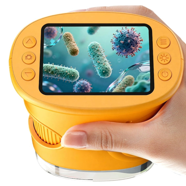 Microscop digital portabil 1000X pentru copii cu ecran IPS de 2 0" microscop portabil de buzunar cu camera jucarie stiintifica educationala STEM pentru fete si baieti cadou de ziua de nastere pentru varste intre 3-6 si 6-12 ani Portocaliu