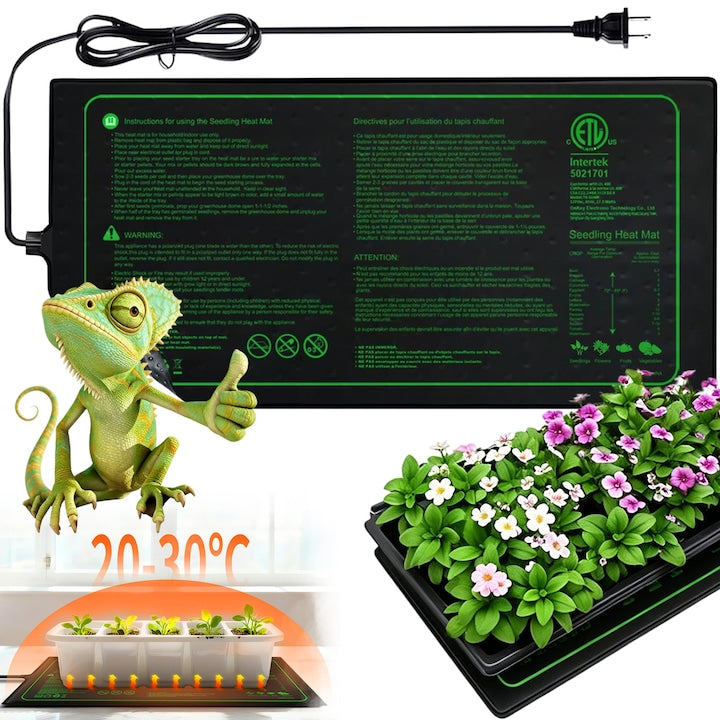 Covor de Incalzire Pentru Cresterea Plantelor la Interior Swejah Covor Termic cu Termostat pentru Reptile si Rozatoare PVC Mentinere Constanta la 20-30℃ Rezistent la Apa Potrivit pentru Germinarea Semintelor Reptile si Fermentare 50.8*25.4cm Negru