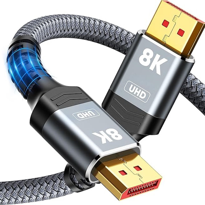 Rqiurpn DisplayPort 1.4 Cable, 8K High Refresh Rate, 2m, Grey