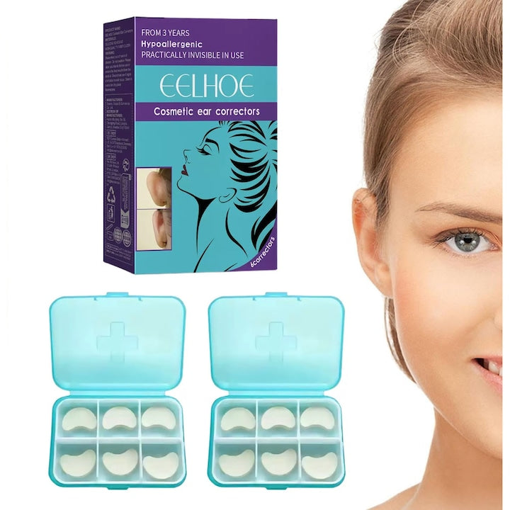 Set corectoare pentru urechi EELHOE Pentru modelare si Corectare Aspect Urechi Material hipoalergenic delicate cu pielea adeziv nano invizibil respirabil Impermeabil unisex