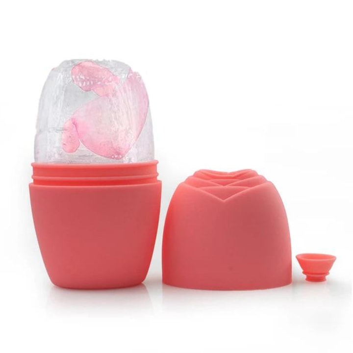 Ice Roller Facial Massager, Silicone, 71x50x117mm, Rose