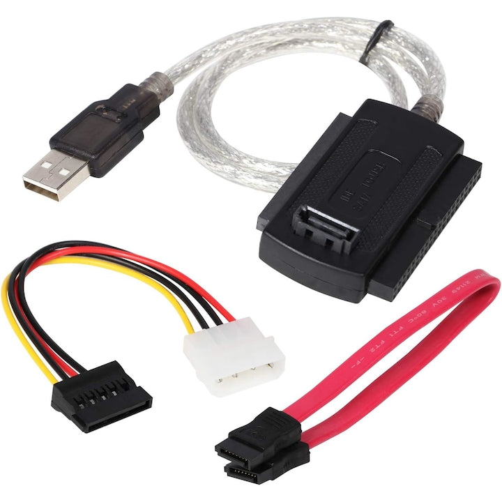 JENUOS Bidirectional IDE-SATA USB 2.0 Adapter Set with SATA Cable (3 Adapters Included)